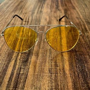 Yellow Tinted Sunglasses w/ Silver Framing